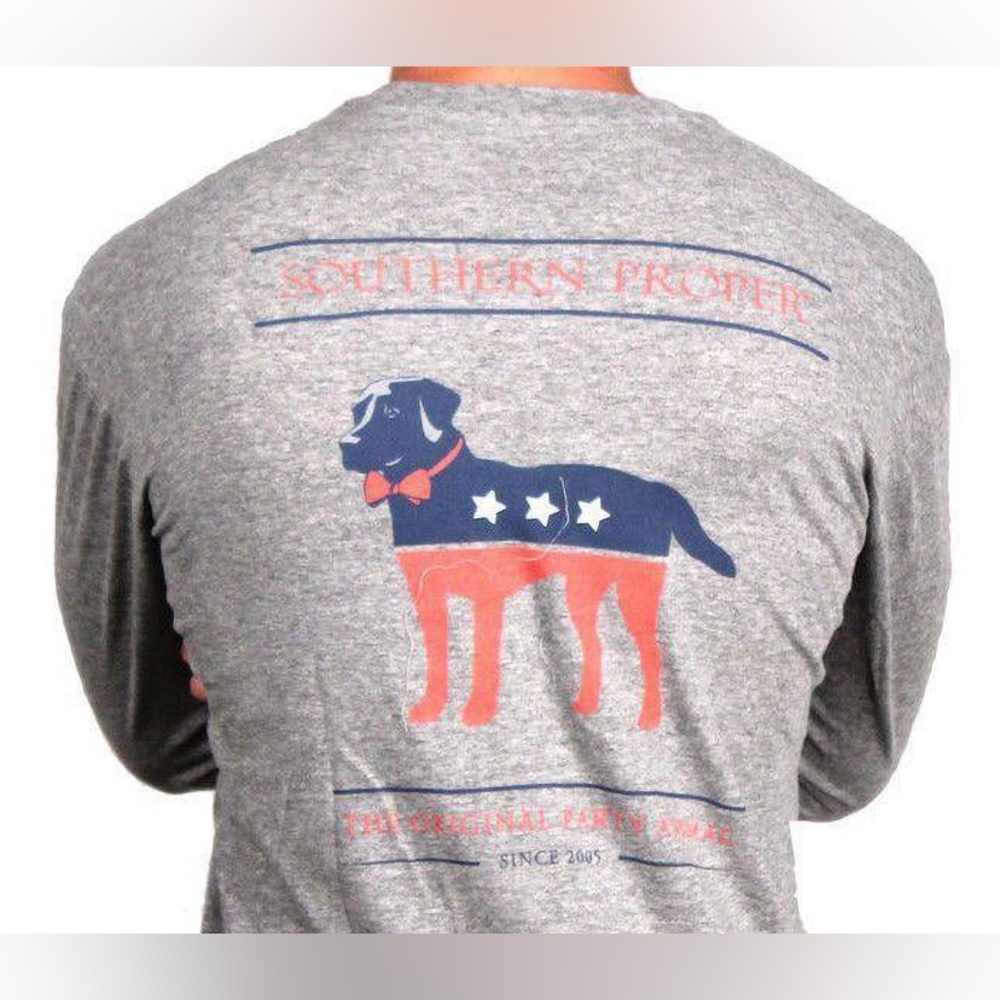 EUC Party Animal Long Sleeve Tee in Grey by Southern Proper